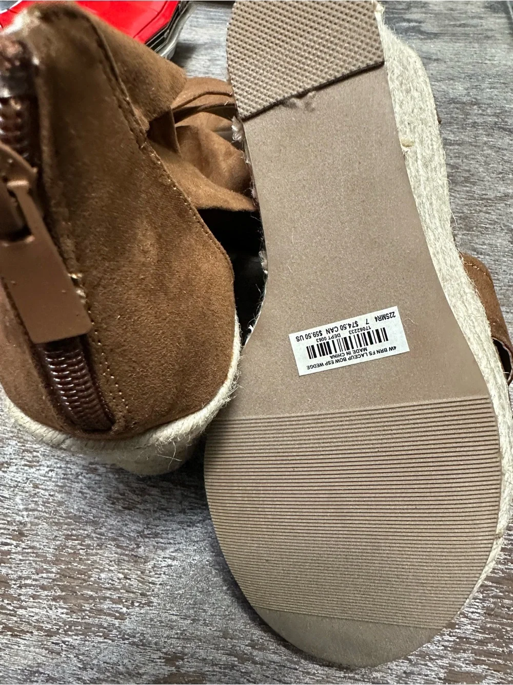 torrid NWOT Brown Suede Espadrille Wedge Sandals with Ankle Wrap